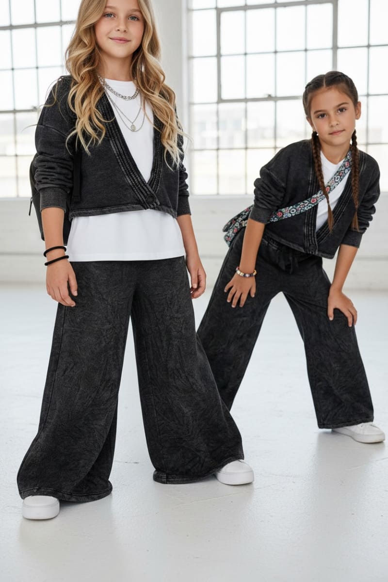 Komplet 3-częściowy Look Style bluza, t-shirt, spodnie ciemny szary - obrazek 4